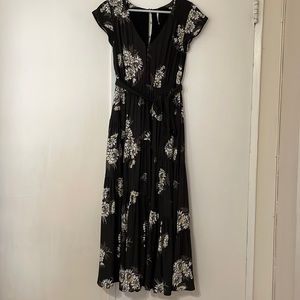 Free People Dark olive floral maxi dress size 4.